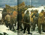 redningsbaden fores gennem klitterne, Michael Ancher